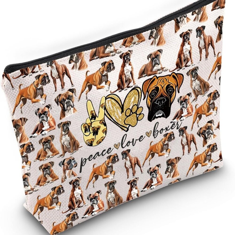 Durable Canvas Boxer Dog Zipper Makeup Bag - Perfect for Every Occasion